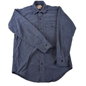 Kittery Trading Post Mens Navy Blue Cotton Long Sleeve Button Down Shirt Med USA